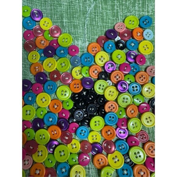 Rare Vintage Handmade Tote Bag Buttons Embroidered Trim Cotton Blend - Picture 7 of 11